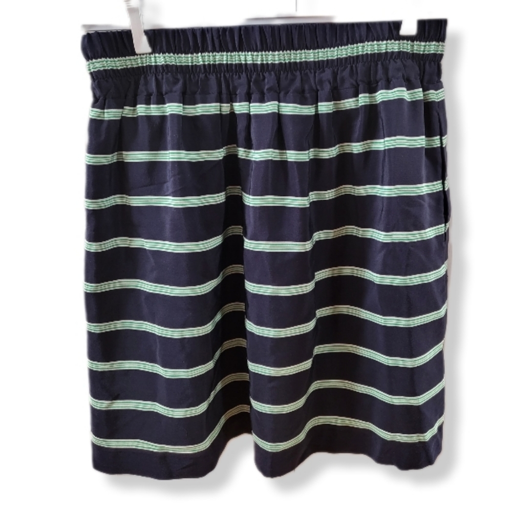 CLUB MONACO S 100$ SILK GREEN STRIPED MINI SKIRT